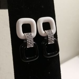 80s vintage sterling silver and crystal Earrings.